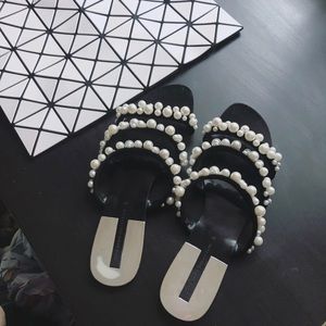 Limited Zara Velvet Pearl Sandals